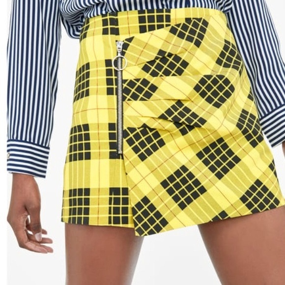 Zara Skirts Clueless Cher Yellow Plaid Mini Skort Poshmark
